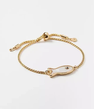 Mother Of Pearl Fish Pull Tie Bracelet