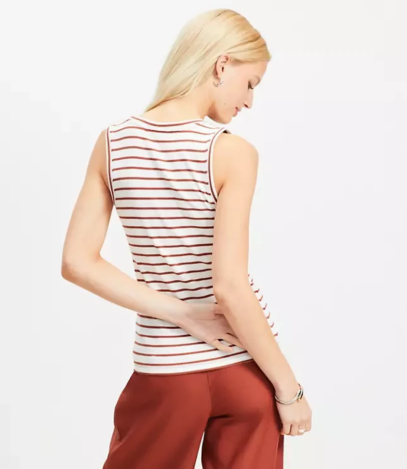 Stripe Perfect Ribbed Scoop Neck Tank Top