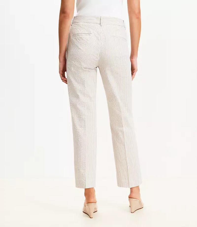 Petite Curvy Riviera Slim Pants Striped Seersucker
