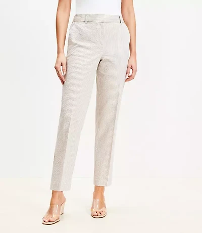 Petite Curvy Riviera Slim Pants Striped Seersucker