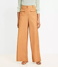 Petite Patch Pocket Wide Leg Pants