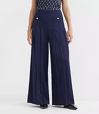 Pleated Ultra Wide Leg Pants Twill