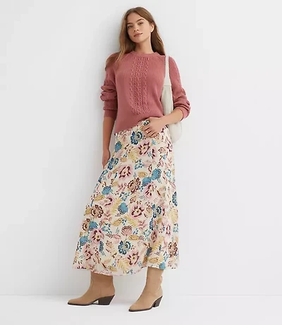 Garden Chiffon Paneled Midi Skirt