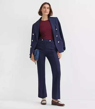 Pintucked Flare Pants Twill