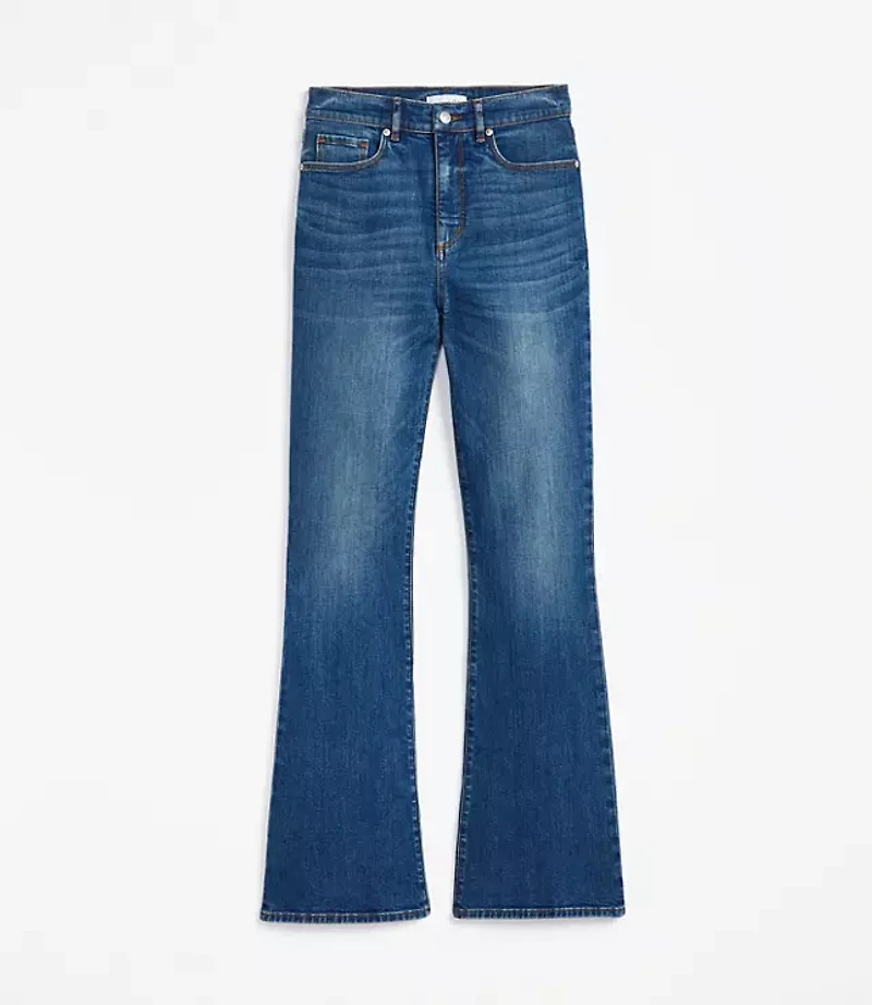 Petite High Rise Slim Flare Jeans Vintage Dark Indigo Wash