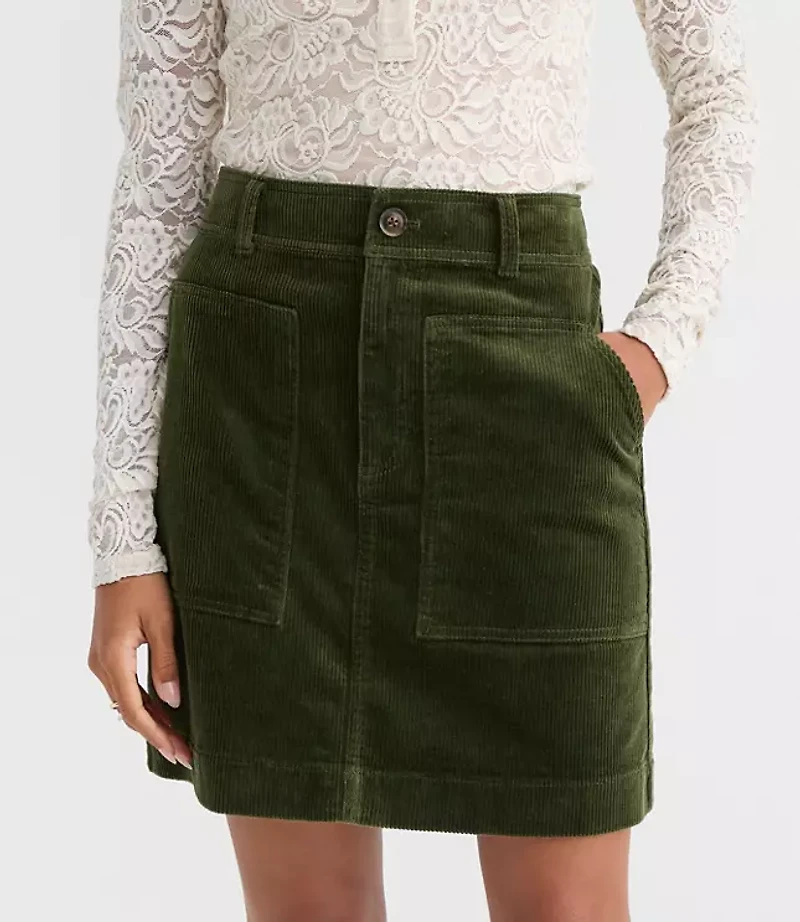 Corduroy Mini Pocket Skirt
