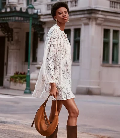 Floral Lace Flounce Mini Dress