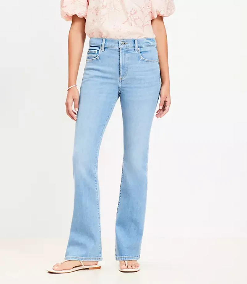 Petite Mid Rise Boot Jeans Light Wash Indigo