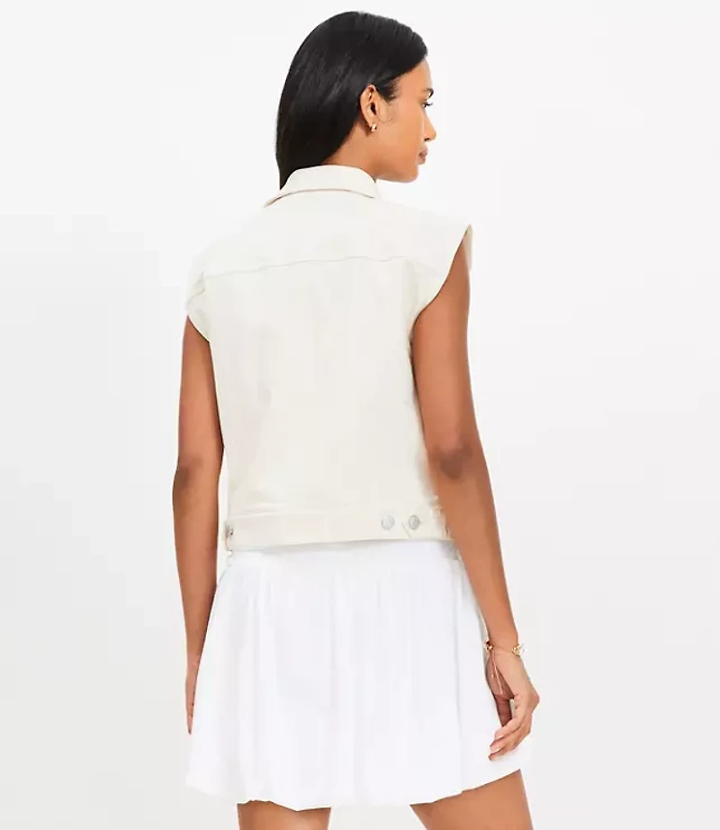 Petite Denim Trucker Vest Ivory