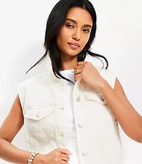 Petite Denim Trucker Vest Ivory