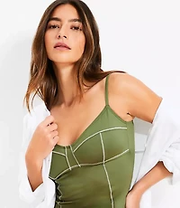 LOFT Beach Zig Zag Stitch Tankini Top