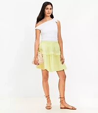 Petite Lace Trim Ruffle Mini Skirt