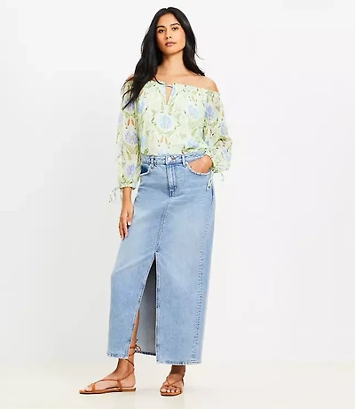 Denim Maxi Skirt Light Vintage Wash