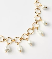 Pearlized Chain Link Charm Necklace
