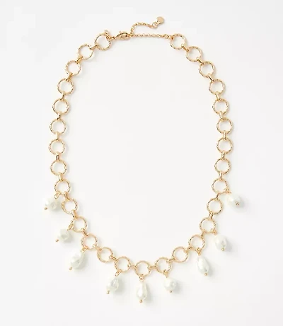 Pearlized Chain Link Charm Necklace