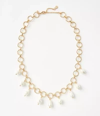 Pearlized Chain Link Charm Necklace