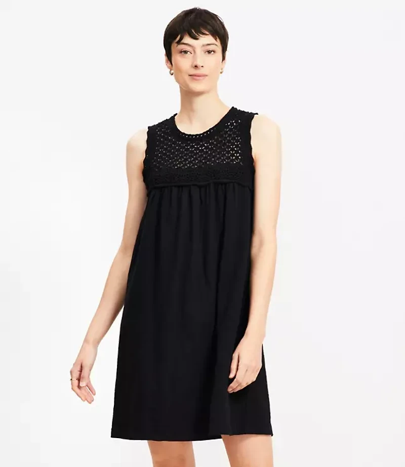 Crochet Yoke Mini Dress