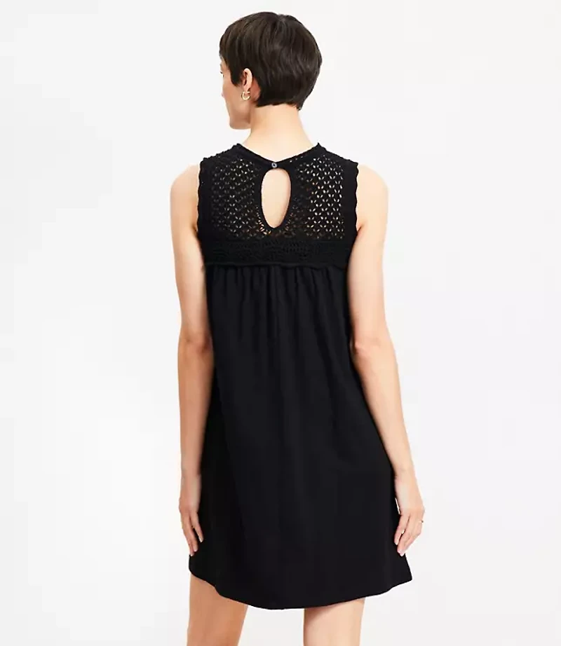 Crochet Yoke Mini Dress