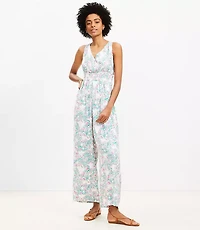 Floral Smocked Crisscross Back Jumpsuit