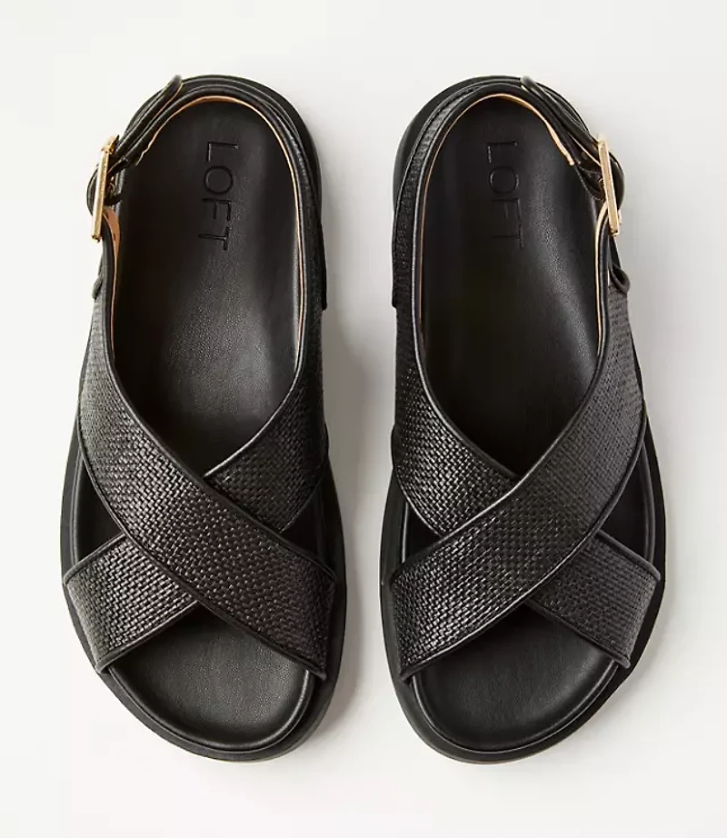 Straw Cross Strap Molded Sandals