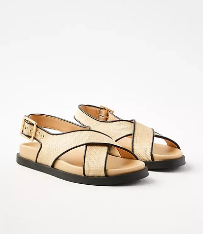 Straw Cross Strap Molded Sandals