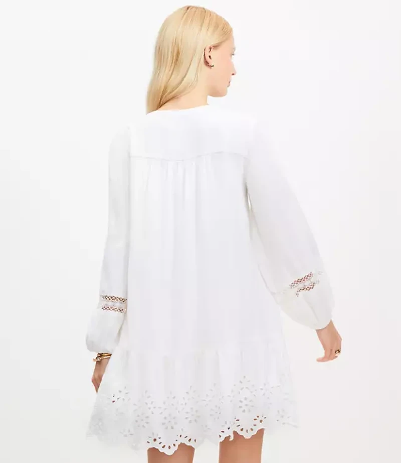 Eyelet Flounce Mini Dress