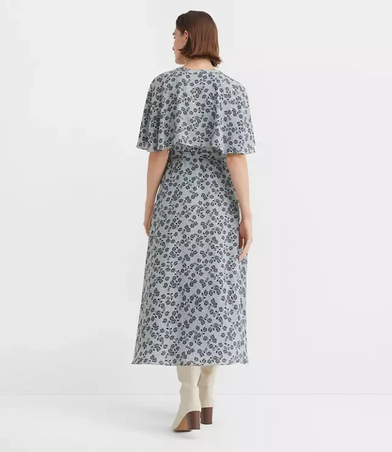 Floral Cape Midi Dress