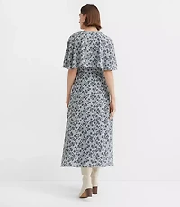 Floral Cape Midi Dress