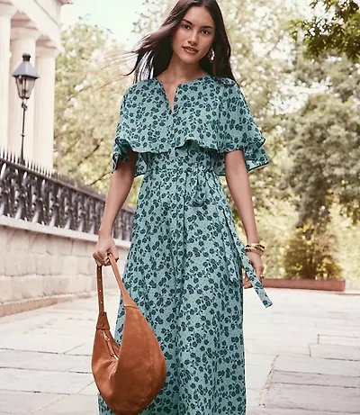 Floral Cape Midi Dress