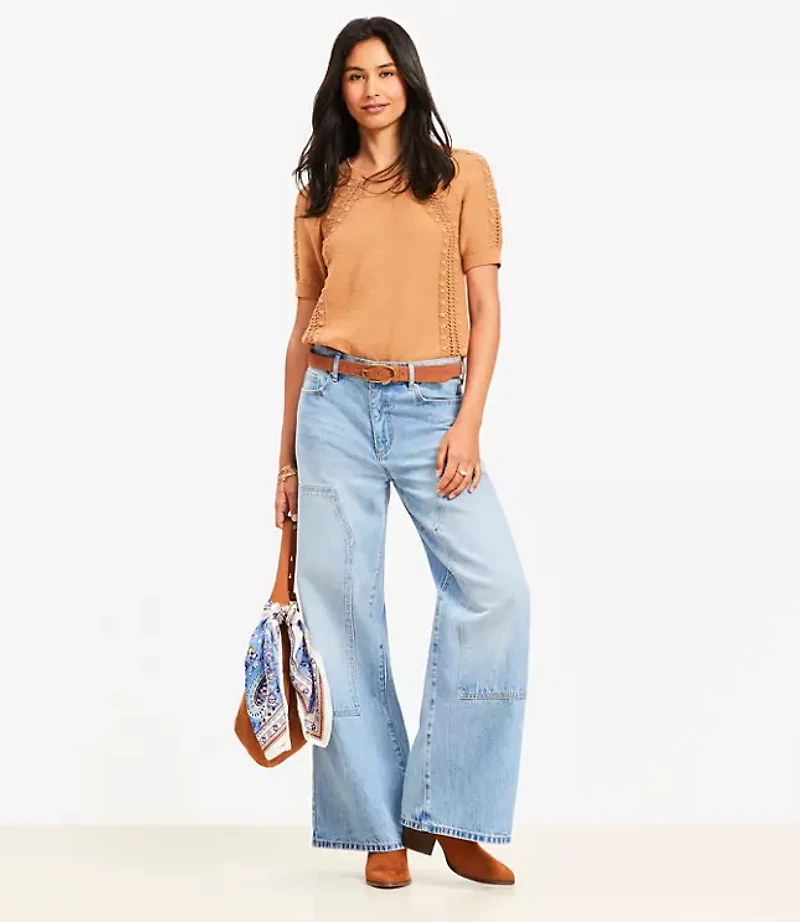 High Rise Wide Leg Carpenter Jeans Classic Indigo Wash