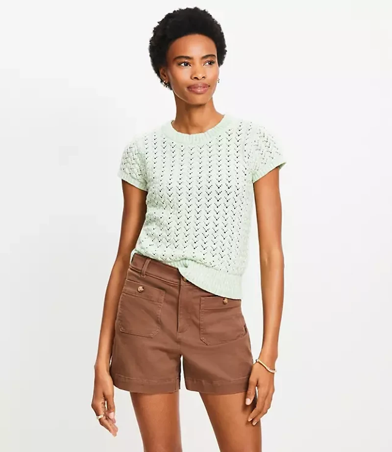 Chevron Pointelle Sweater Tee