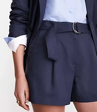 Petite LOFT Versa Pure Spun Belted Shorts