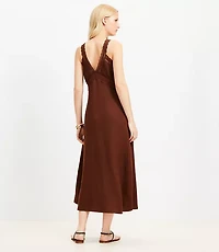 Lace Trim Linen Blend Midi Dress