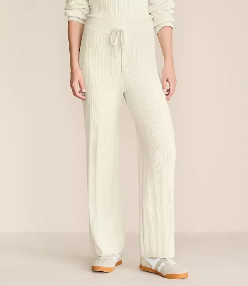 Lou & Grey Heathered Ribbed Wide Leg Sweater Pants