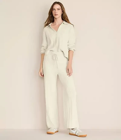 Lou & Grey Heathered Ribbed Wide Leg Sweater Pants