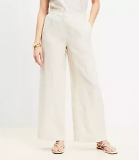 Petite Pull On Wide Leg Pants Linen