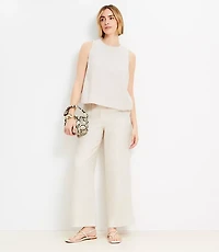 Petite Pull On Wide Leg Pants Linen