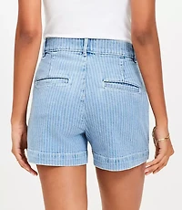 Petite Palmer Denim Shorts in Blue Stripe