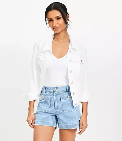 Petite Palmer Denim Shorts in Blue Stripe