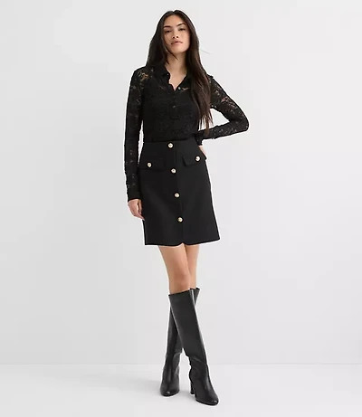 Button Mini Pocket Skirt