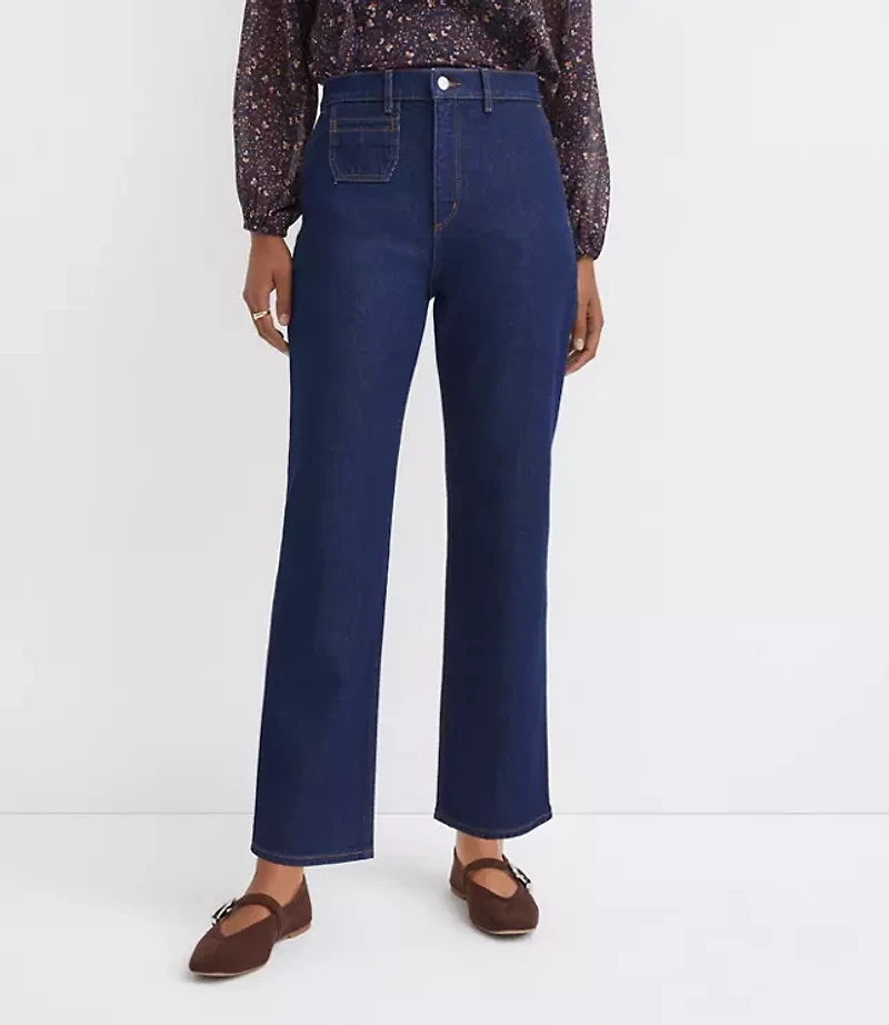 High Rise Straight Utility Jeans Classic Rinse Wash