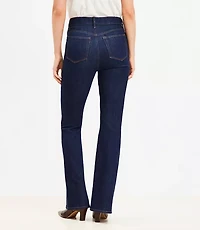 Pintucked High Rise Slim Flare Jeans Classic Rinse Wash