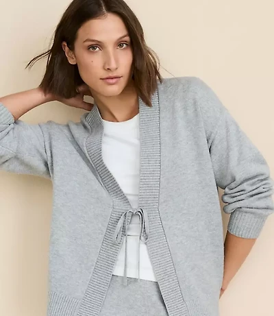 Lou & Grey Heathered Tie Cardigan