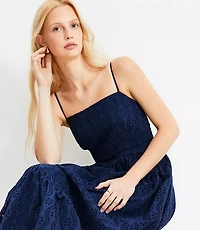 Eyelet Flounce Strappy Maxi Dress