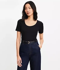 Ribbed Scoop Neck Tee