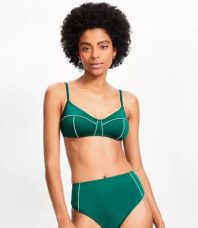 LOFT Beach Zig Zag Stitch High Waist Bikini Bottom