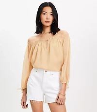 Tie Cuff Off The Shoulder Blouse