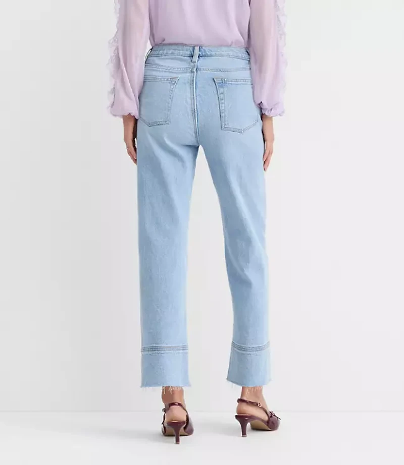 Petite Curvy Fresh Cut High Rise Straight Jeans Light Wash Indigo