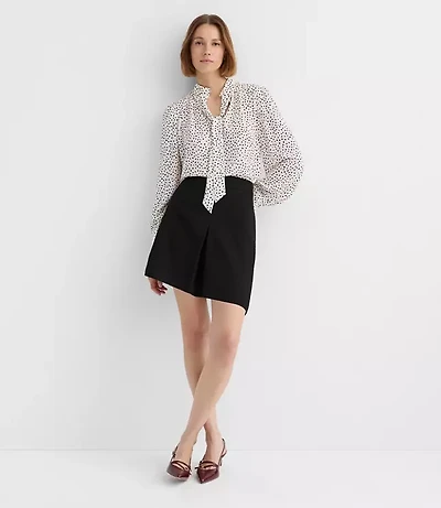 Front Pleated Mini Skirt