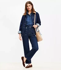 High Rise Straight Utility Jeans Mid Indigo Wash